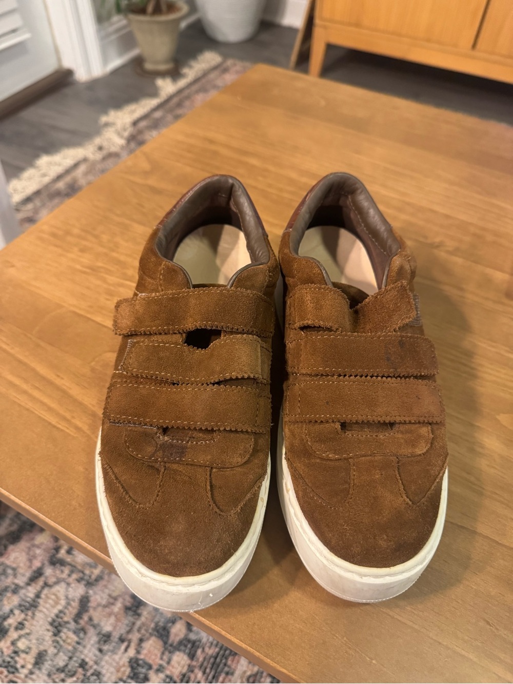 Massimo Dutti Brown Suede Velcro Sneakers